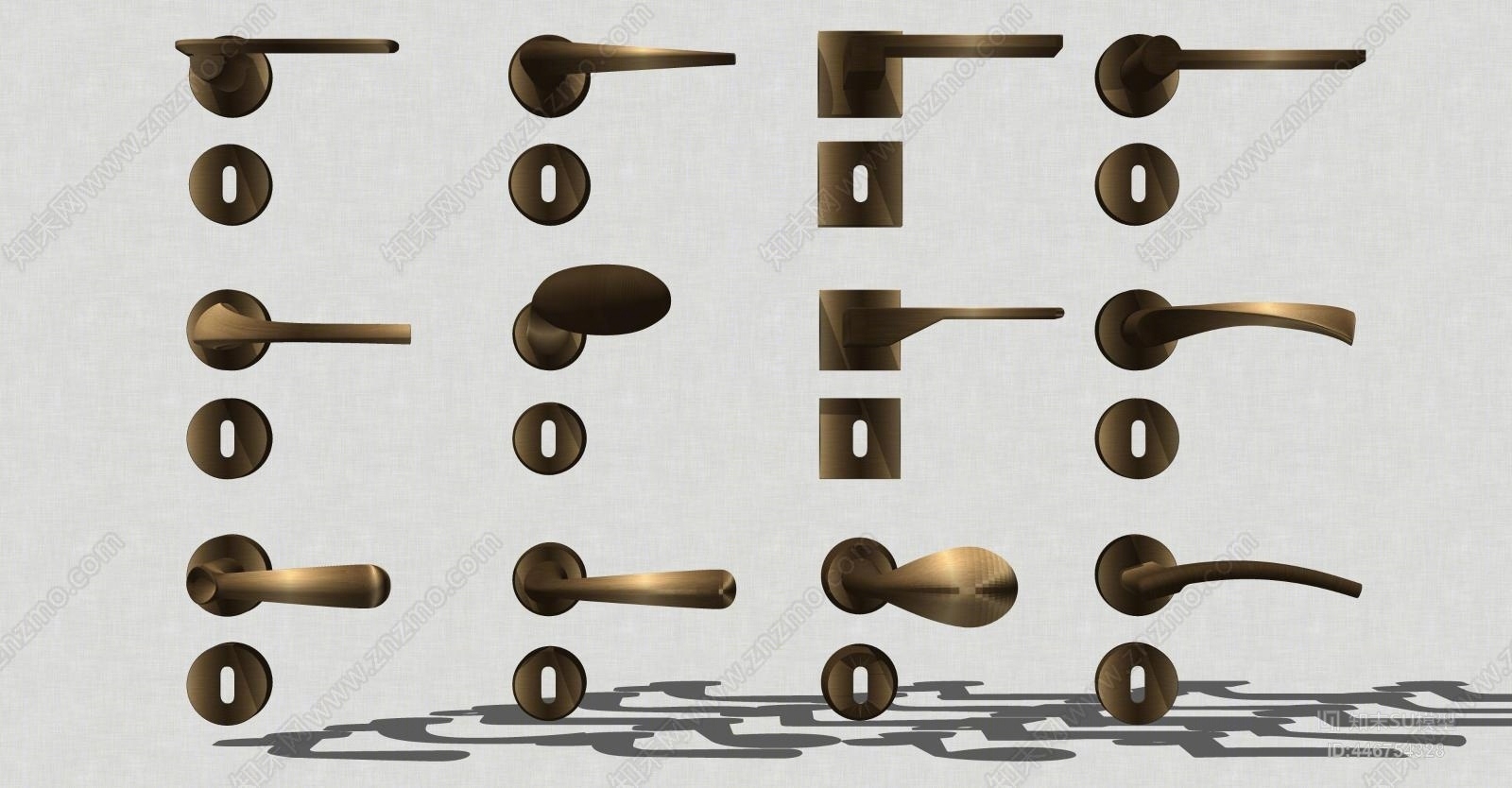 现代金属门把手SU模型下载【ID:446754328】