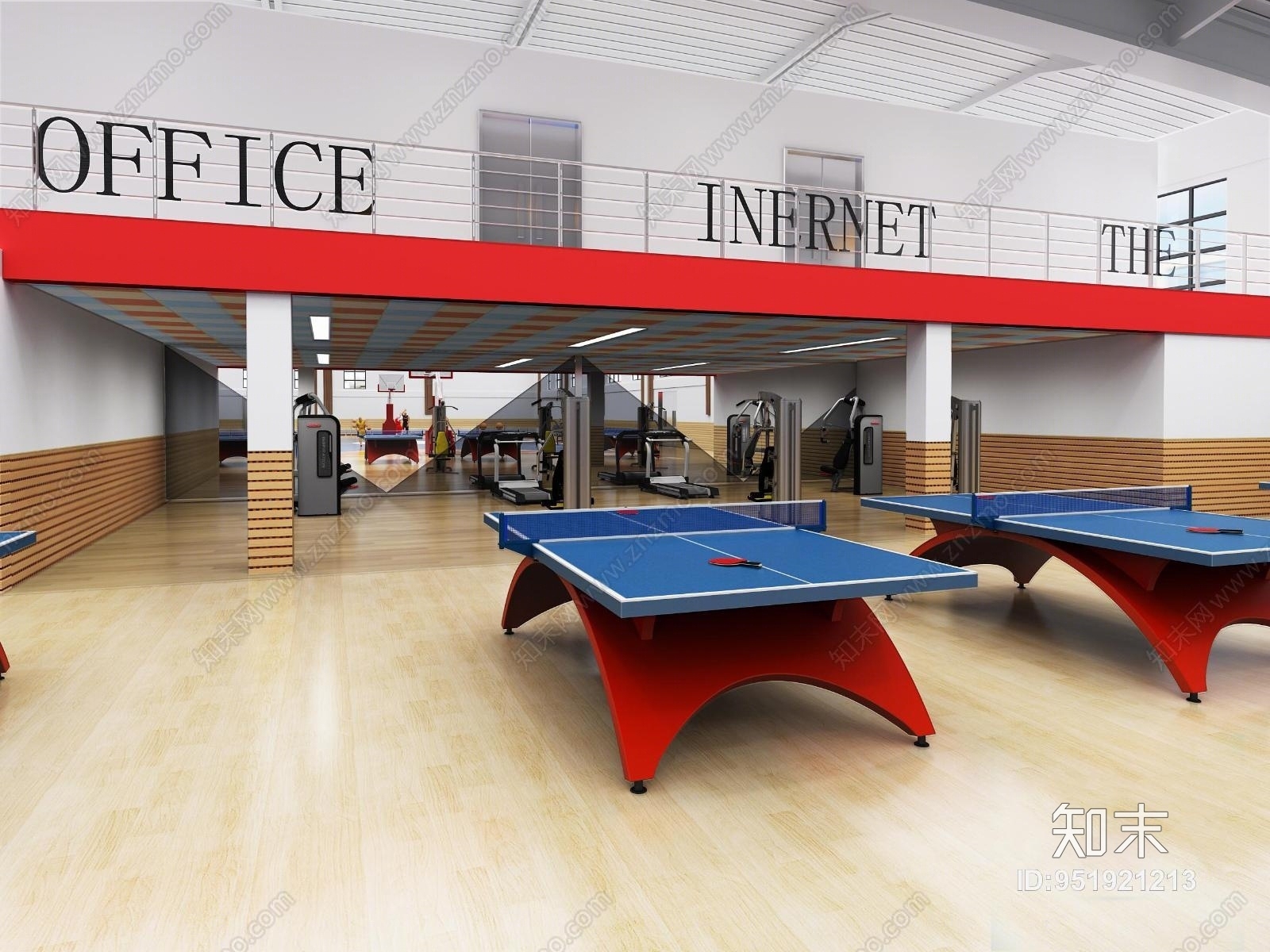 现代乒乓球场3D模型下载【ID:951921213】