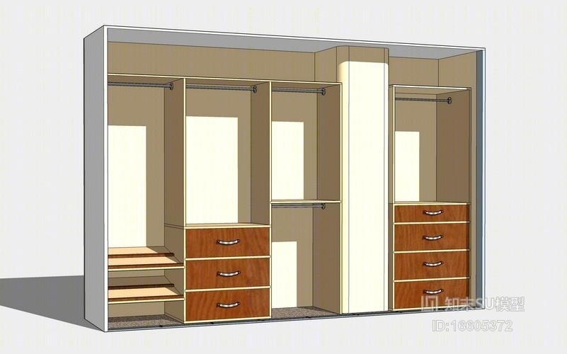 开放式衣柜SU模型下载【ID:16605372】