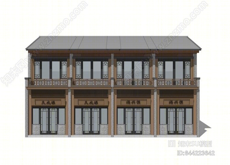 仿古商业建筑SU模型下载【ID:844223642】