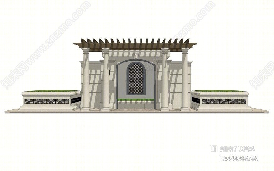 新古典廊架SU模型下载【ID:448665755】