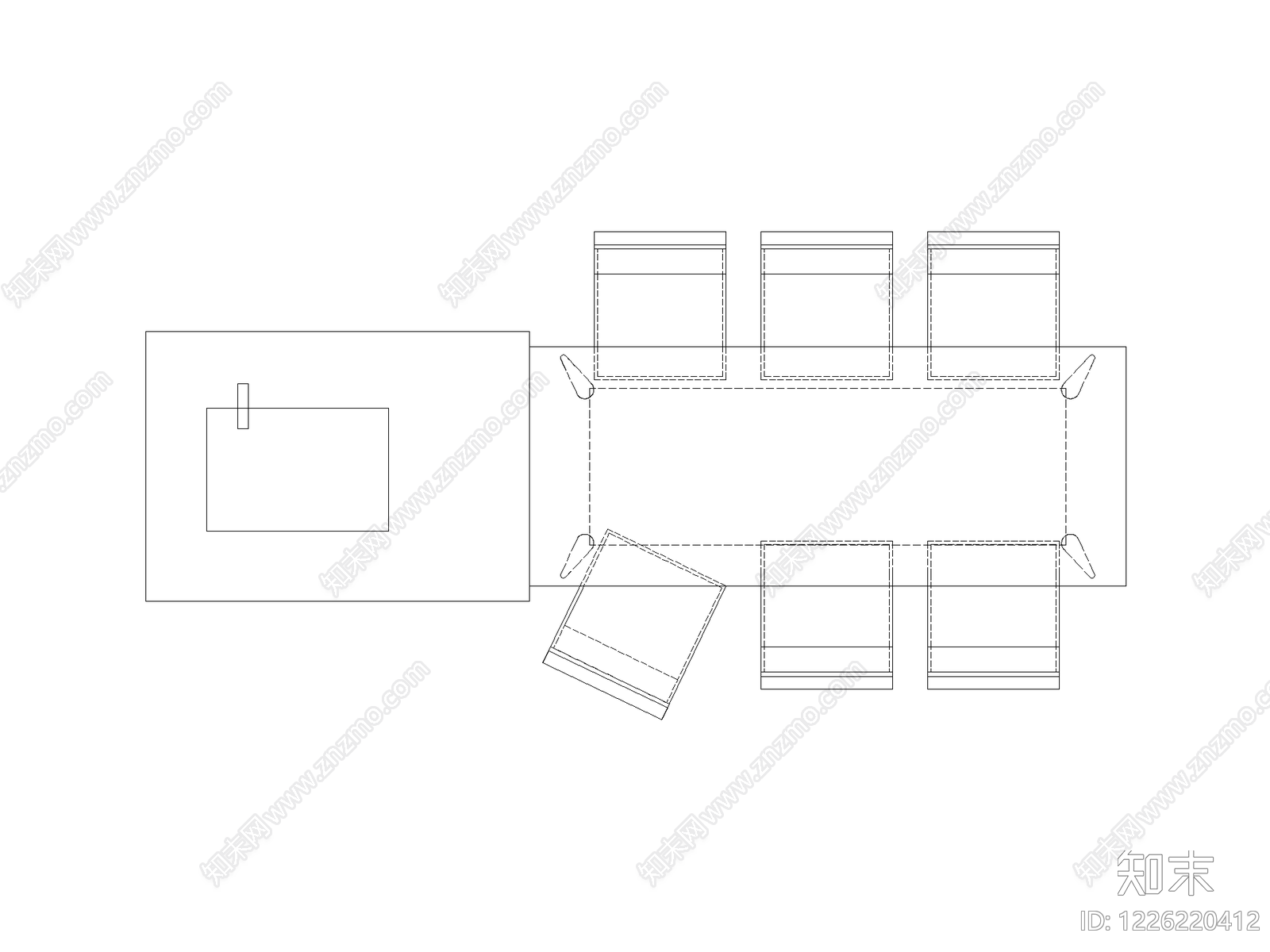 正反沙发组合cad施工图下载【ID:1226220412】