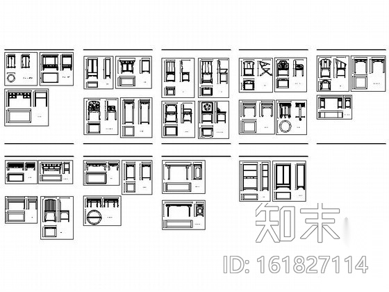 明清风格不同家具cad图块cad施工图下载【ID:161827114】