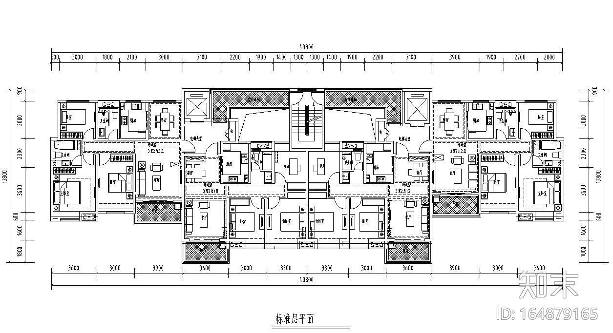 高层户型图-金地强排户型汇总施工图下载【ID:164879165】