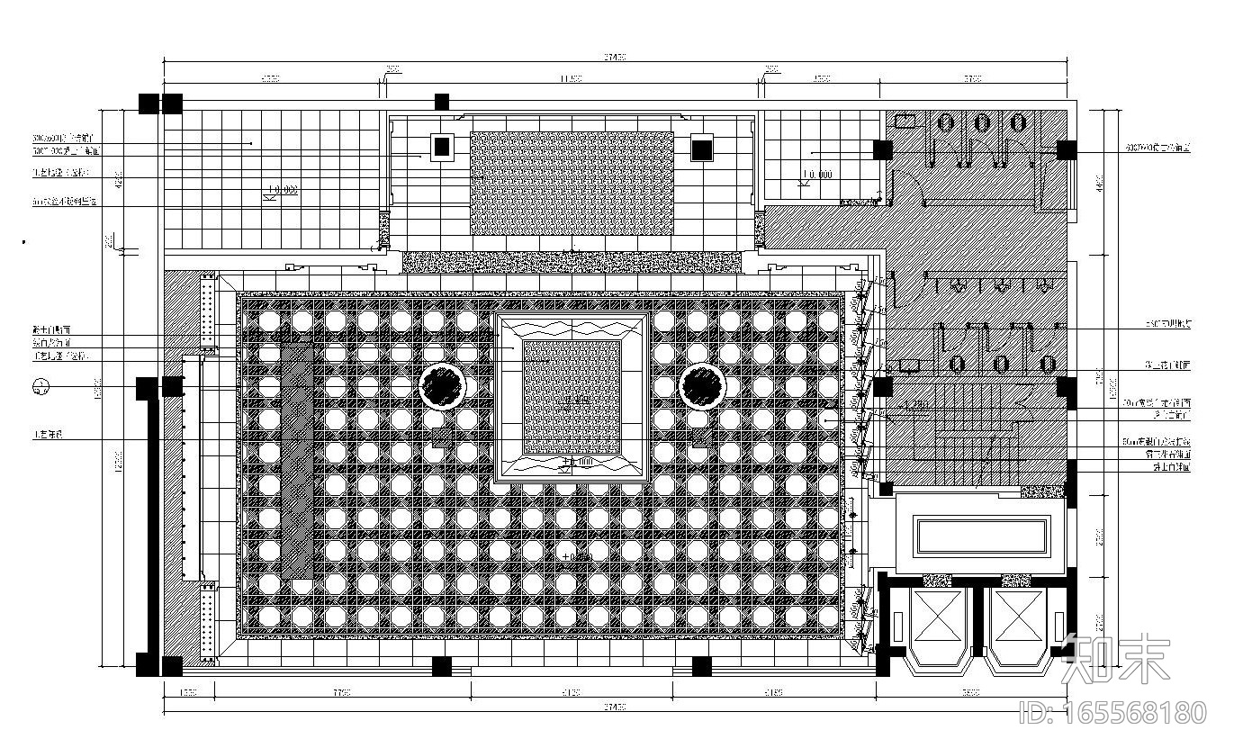 兰州某夜总会一层大堂施工详图（附效果图）cad施工图下载【ID:165568180】