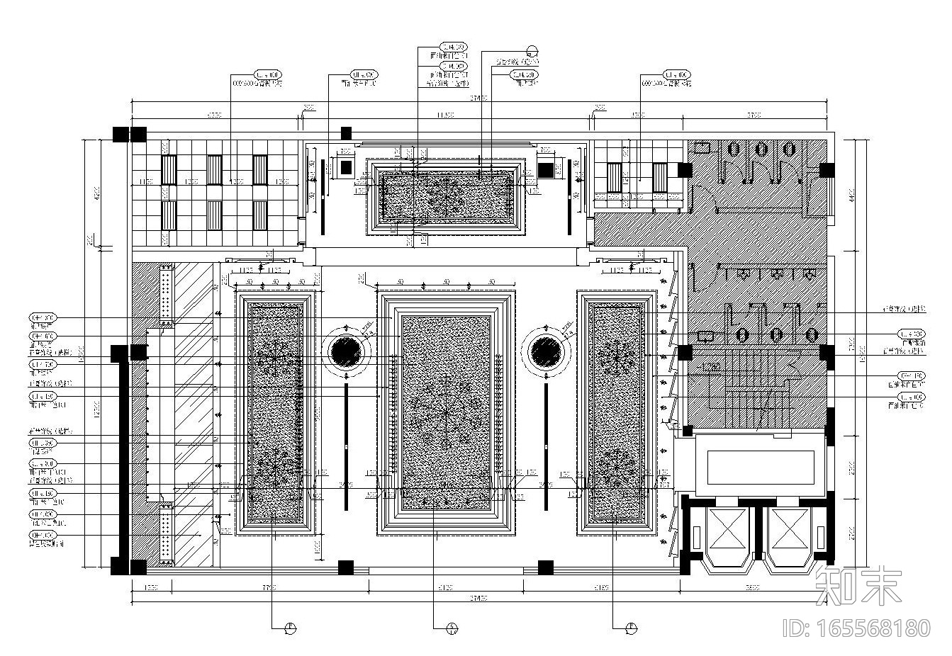 兰州某夜总会一层大堂施工详图（附效果图）cad施工图下载【ID:165568180】