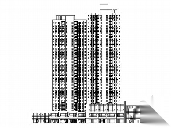 [西安]现代高层住宅带底商建筑施工图cad施工图下载【ID:167491197】