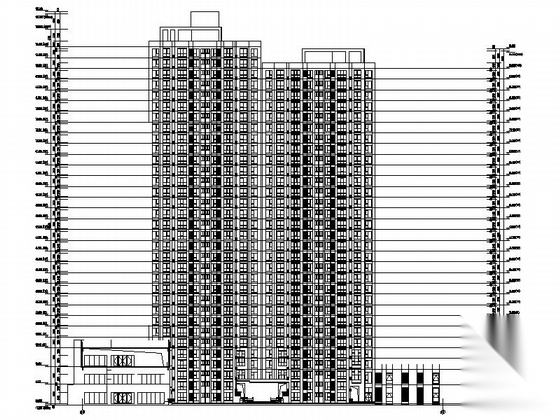 [西安]现代高层住宅带底商建筑施工图cad施工图下载【ID:167491197】