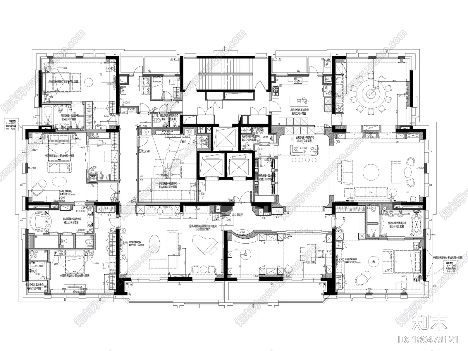 [上海]637欧式四居室平层家装装修施工图施工图下