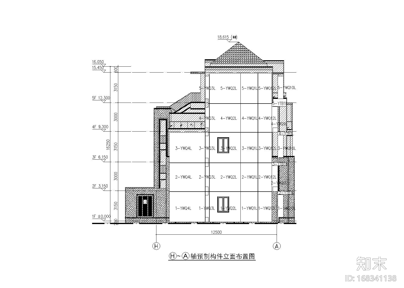 5层三拼别墅施工图下载【ID:168341138】