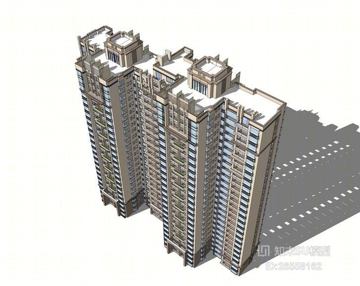 新古典风格高层住宅SU模型下载【ID:26558162】