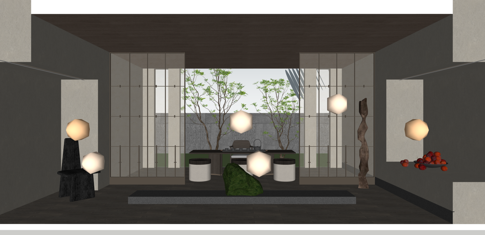 新中式其他酒店空间SU模型下载【ID:1216023564】