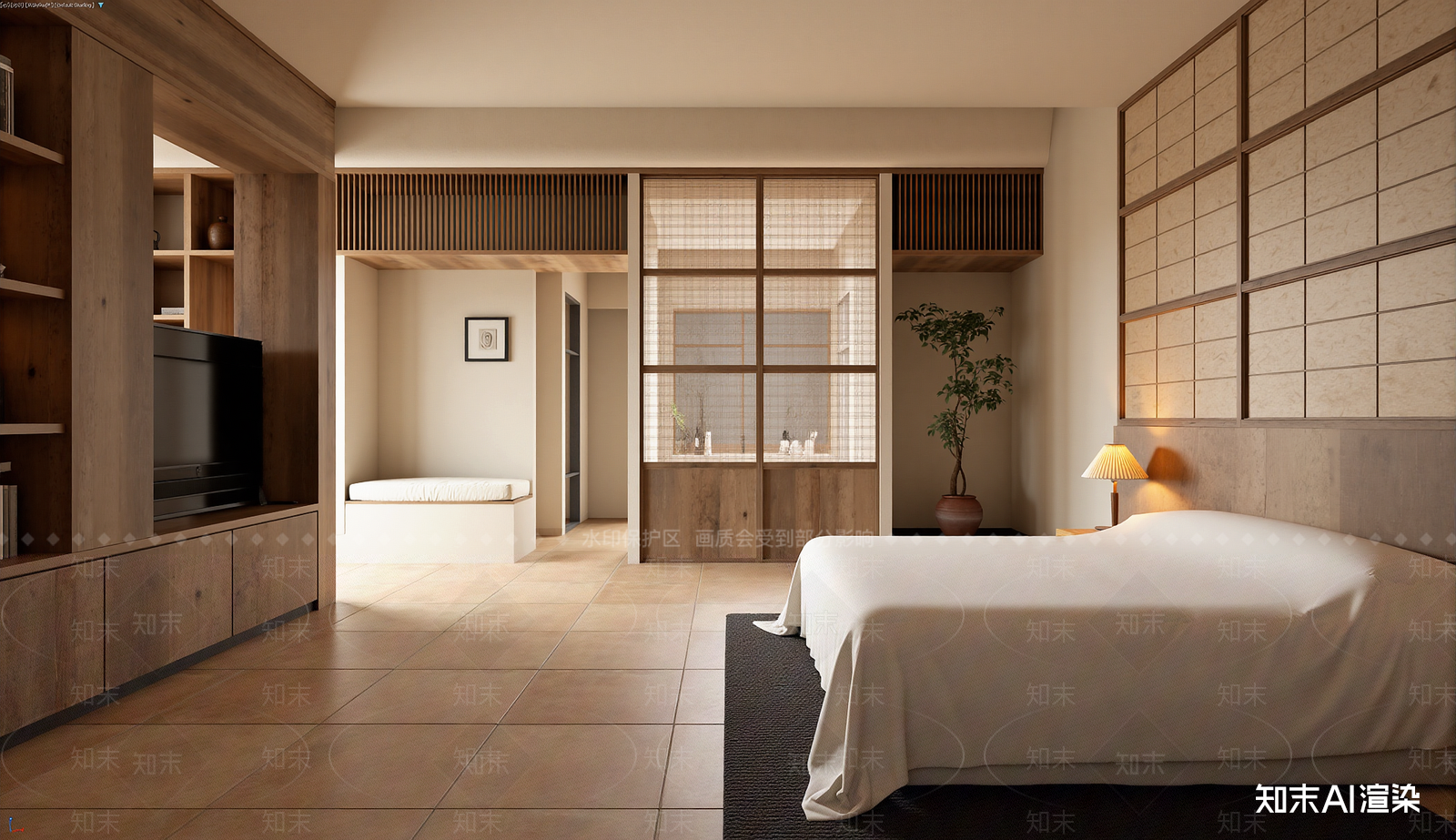 侘寂家居卧室3D模型下载【ID:1221710670】