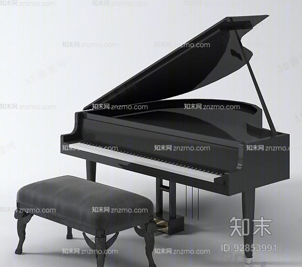 黑色木艺钢琴3D模型下载【ID:92853991】