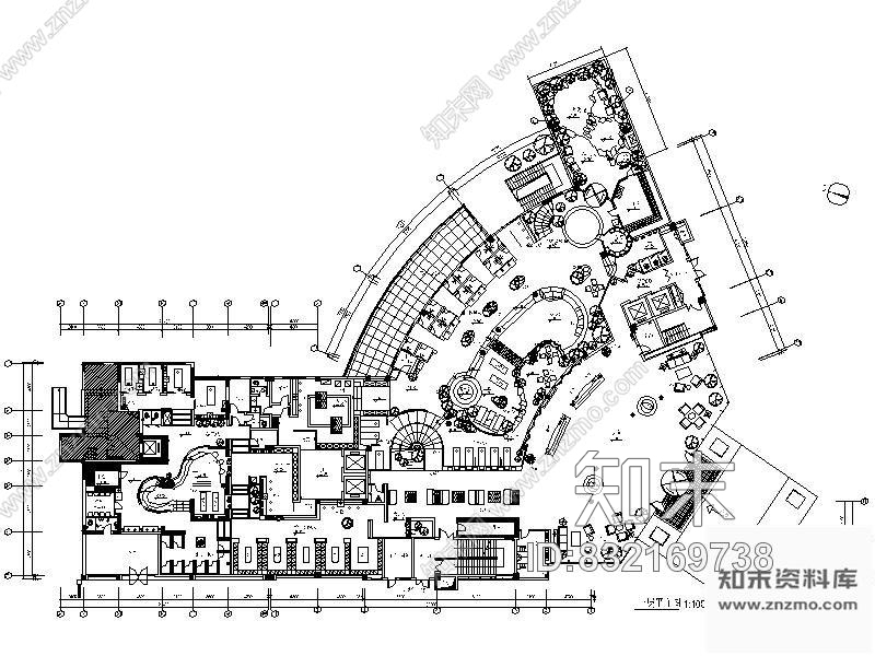 六层温泉会馆平面布置图cad施工图下载【ID:832169738】