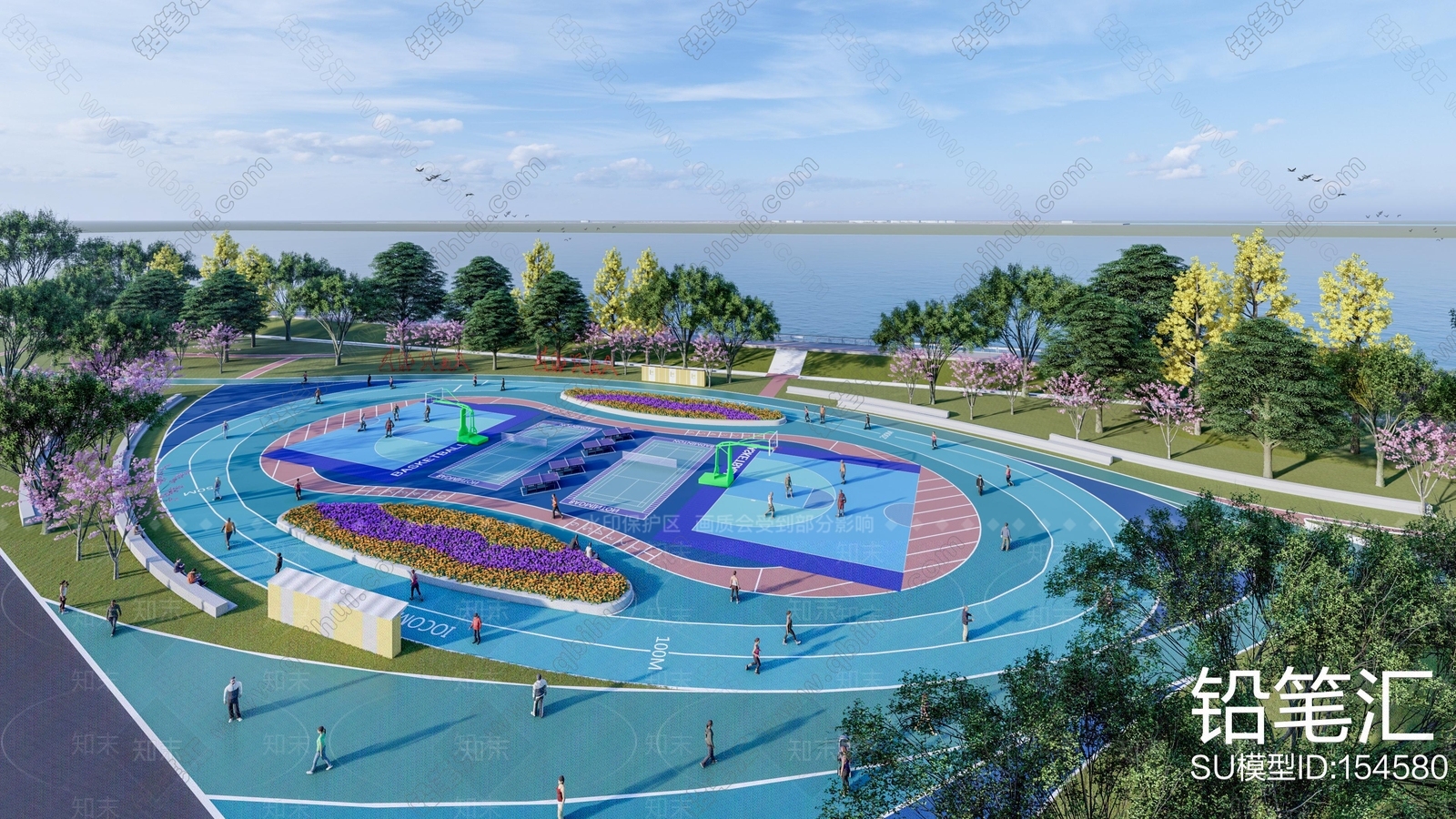 现代滨江公园广场与极限运动场SU模型下载【ID:181297195】
