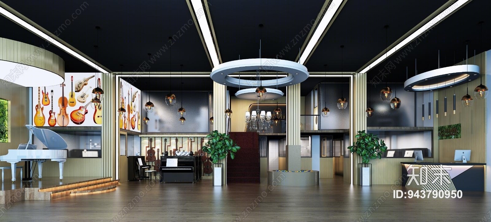 现代琴行3D模型下载【ID:943790950】