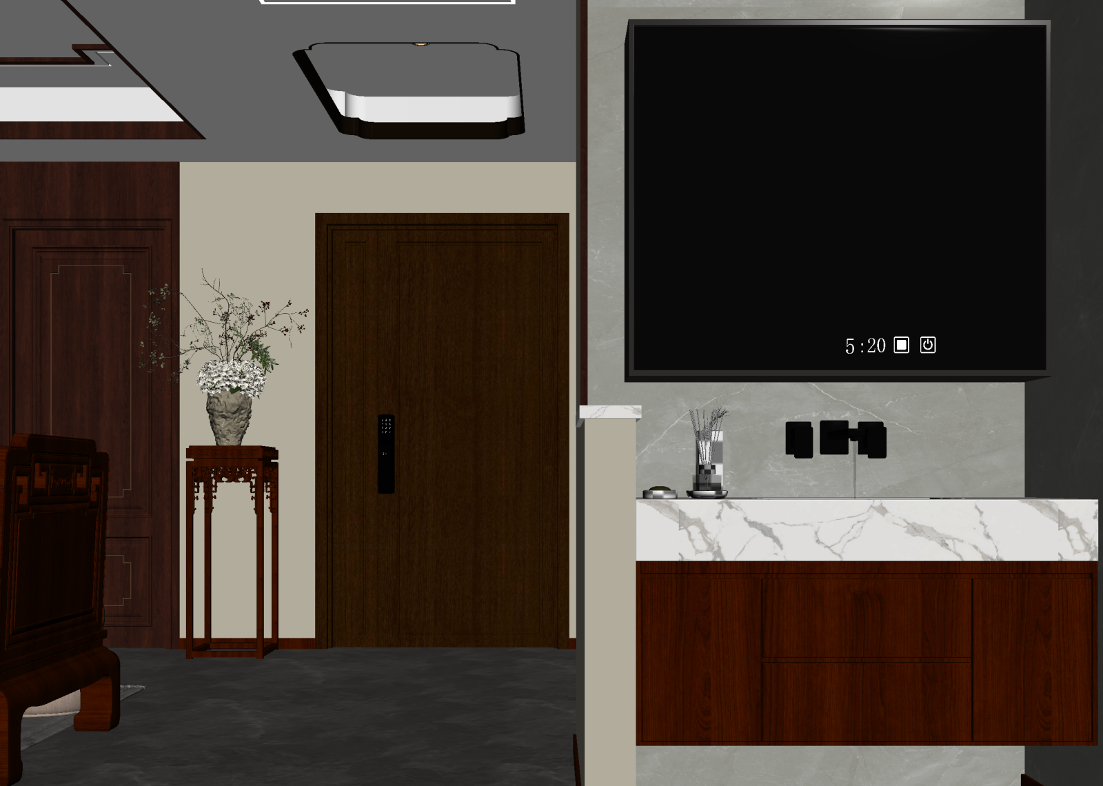 新中式玄关3D模型下载【ID:1214712624】