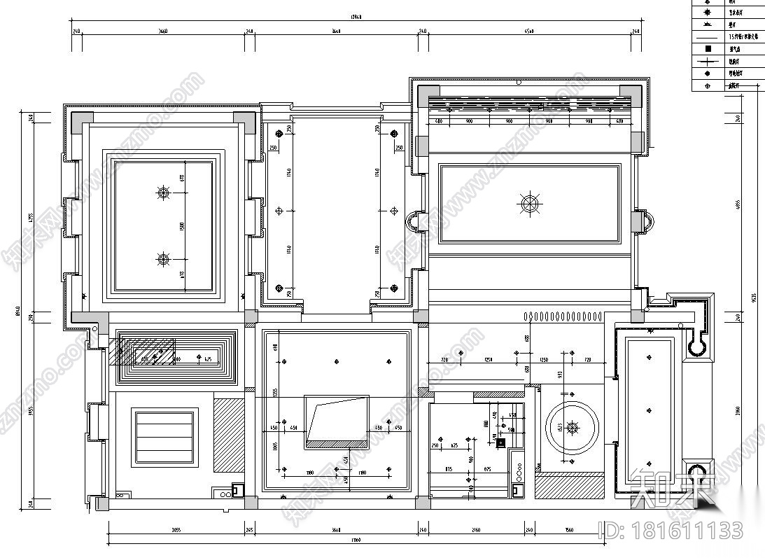 [浙江]杭州昆仑府550方大都会风格样板房施工图设计（包...cad施工图下载【ID:181611133】