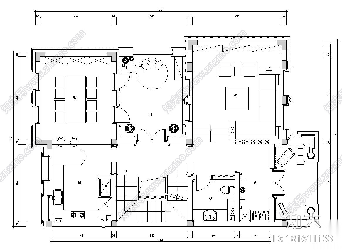 [浙江]杭州昆仑府550方大都会风格样板房施工图设计（包...cad施工图下载【ID:181611133】