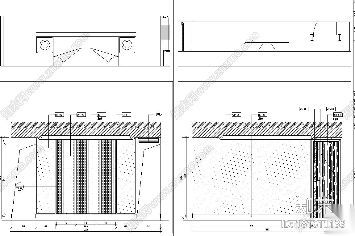 [浙江]杭州昆仑府550方大都会风格样板房施工图设计（包...cad施工图下载【ID:181611133】