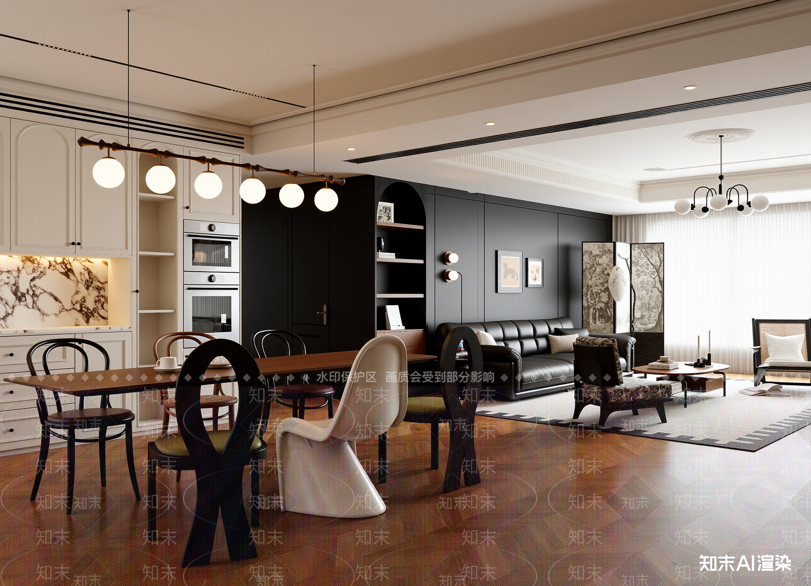 法式客餐厅3D模型下载【ID:1215100807】