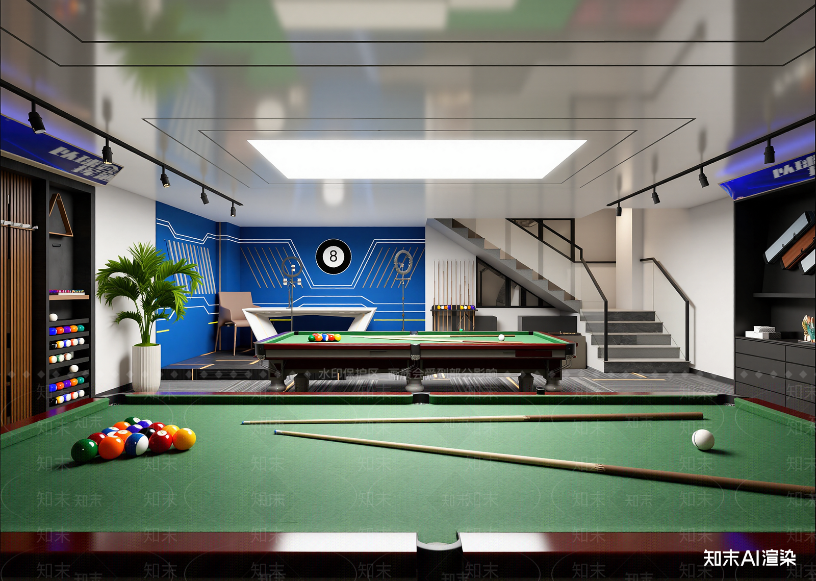 现代台球室3D模型下载【ID:1214768673】