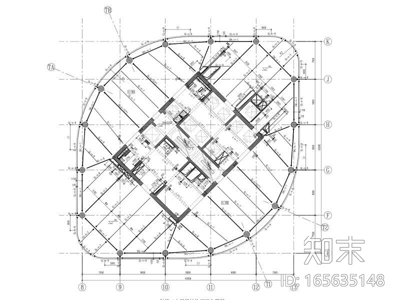 44层钢管砼柱框架cad施工图下载【ID:165635148】