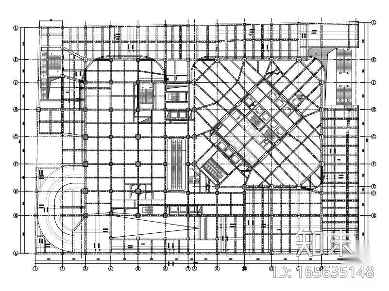 44层钢管砼柱框架cad施工图下载【ID:165635148】