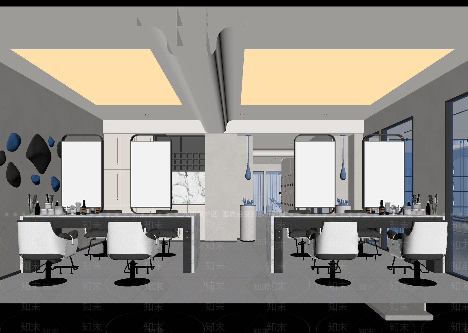 现代美发店3D模型下载【ID:1215108651】
