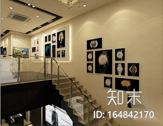 [广州]某名表专卖店室内装修施工图（含效果）cad施工图下载【ID:164842170】