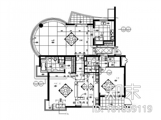 [上海]名师作品三居室装修图cad施工图下载【ID:161899119】