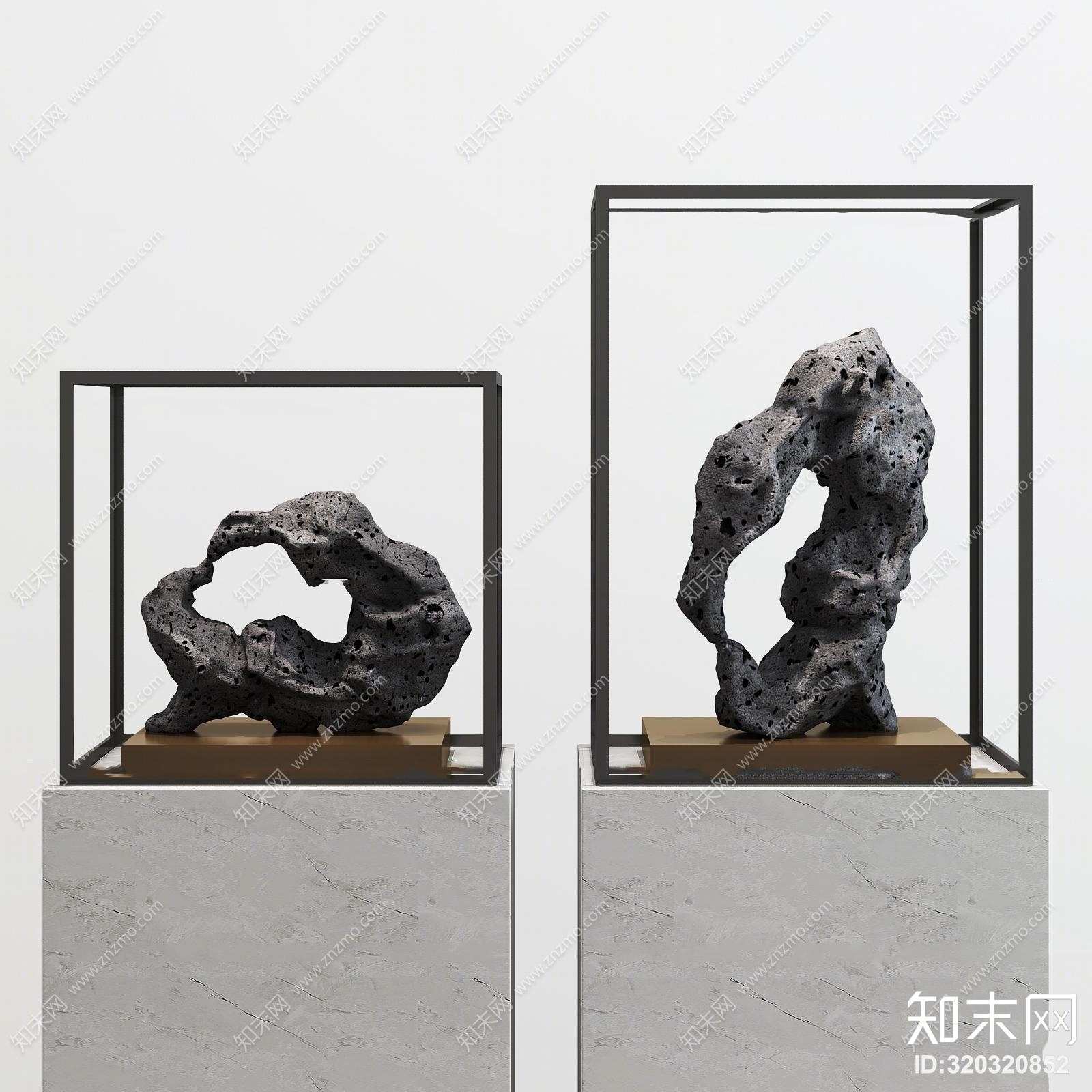 现代石头雕塑摆件3D模型下载【ID:36209683】