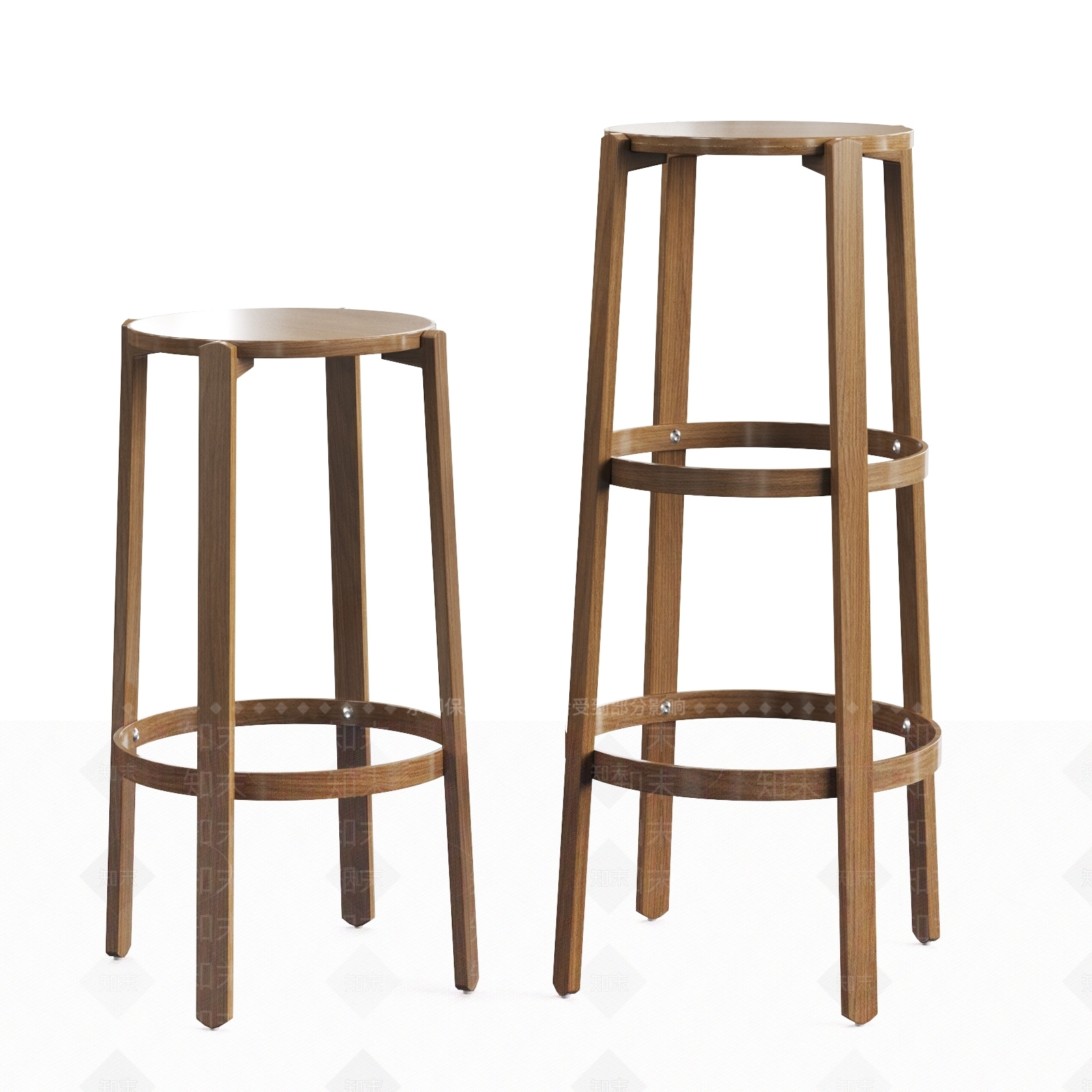 现代木质吧椅3D模型下载【ID:363818146】