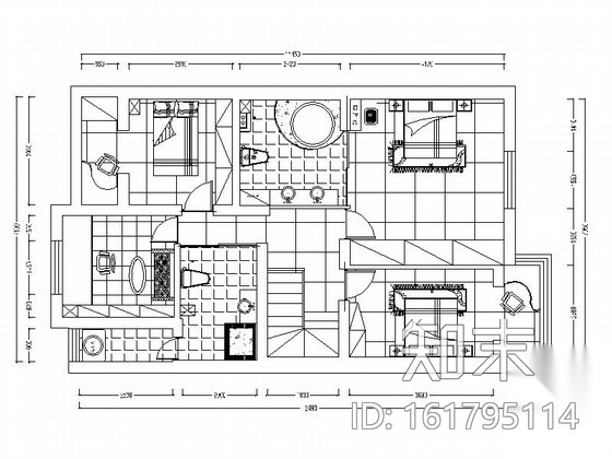 [原创]复古新中式复式三居室内设计CAD施工图施工图下载【ID:161795114】