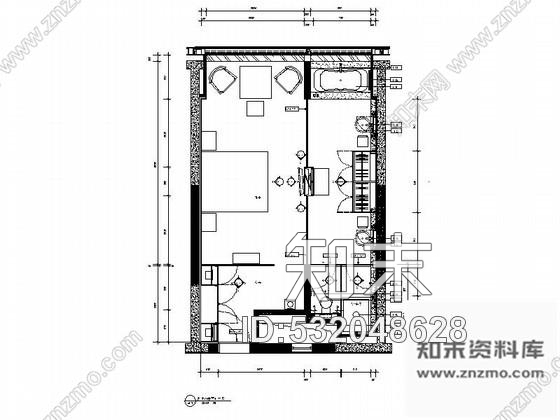施工图上海酒店时尚A1型客房装修图施工图下载【ID:532048628】
