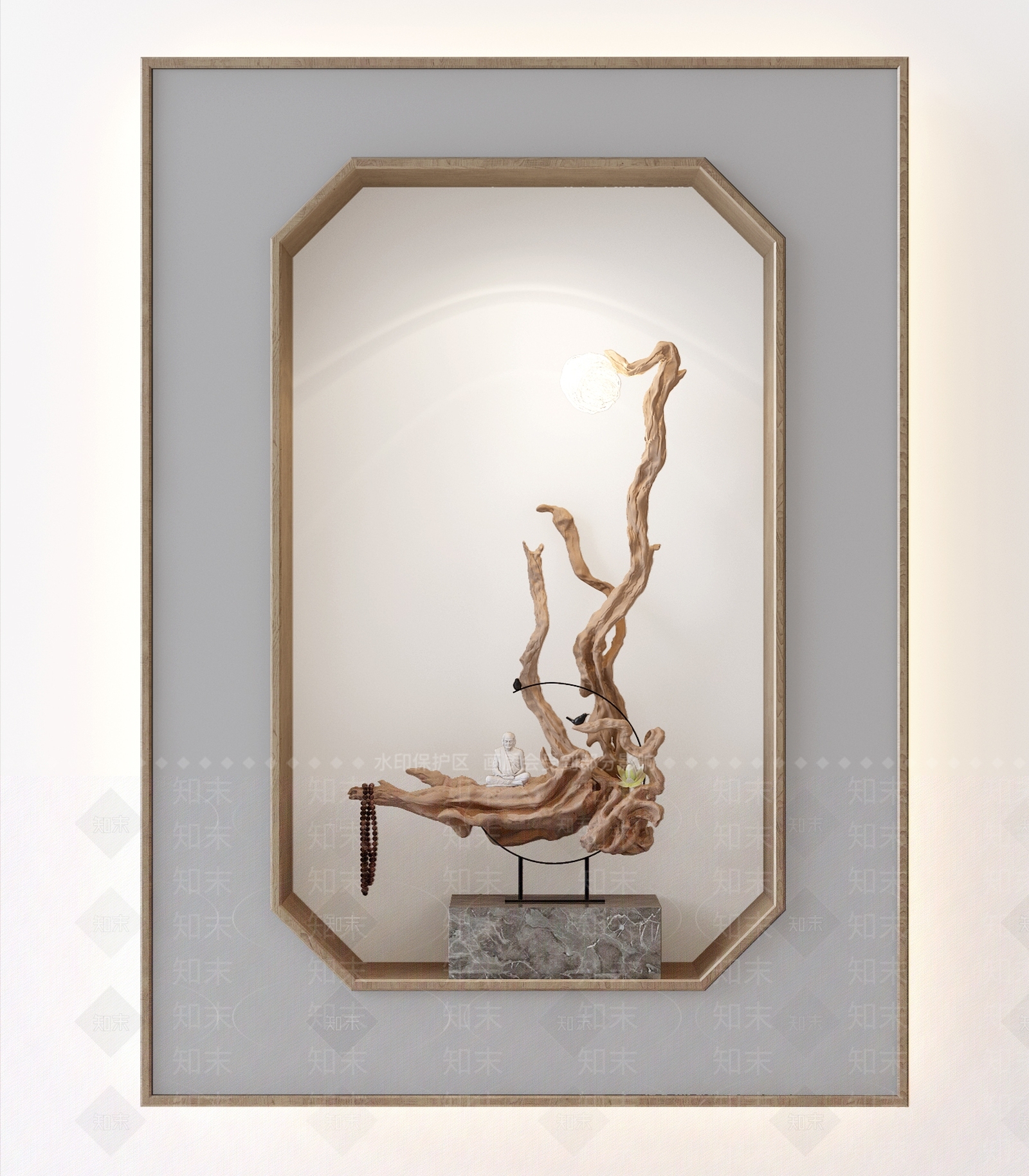 新中式根雕艺术品3D模型下载【ID:635341588】