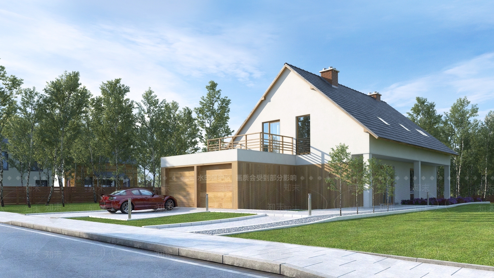 现代别墅景观园林景观别墅园林别墅车库3D模型下载【ID:335342538】