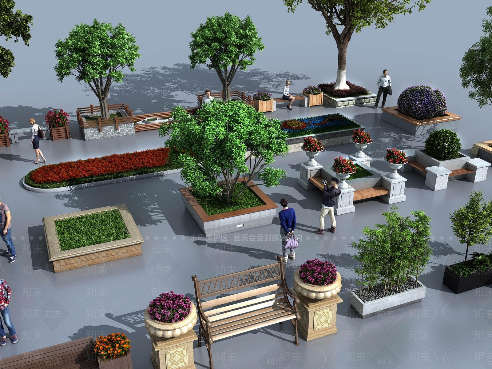 现代户外景观花坛树池小品3D模型下载【ID:835342448】