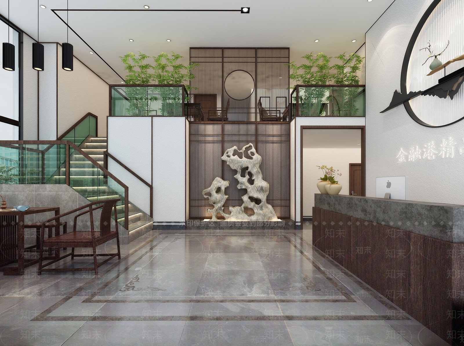 新中式茶室餐厅私房菜门厅3D模型下载【ID:335347451】