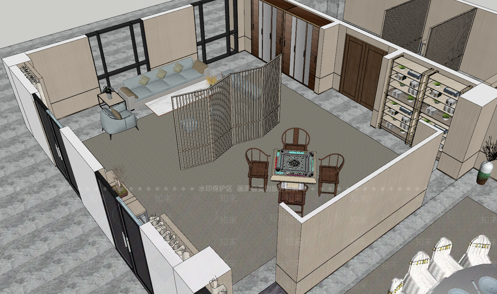 茶室包间SU模型下载【ID:435348968】