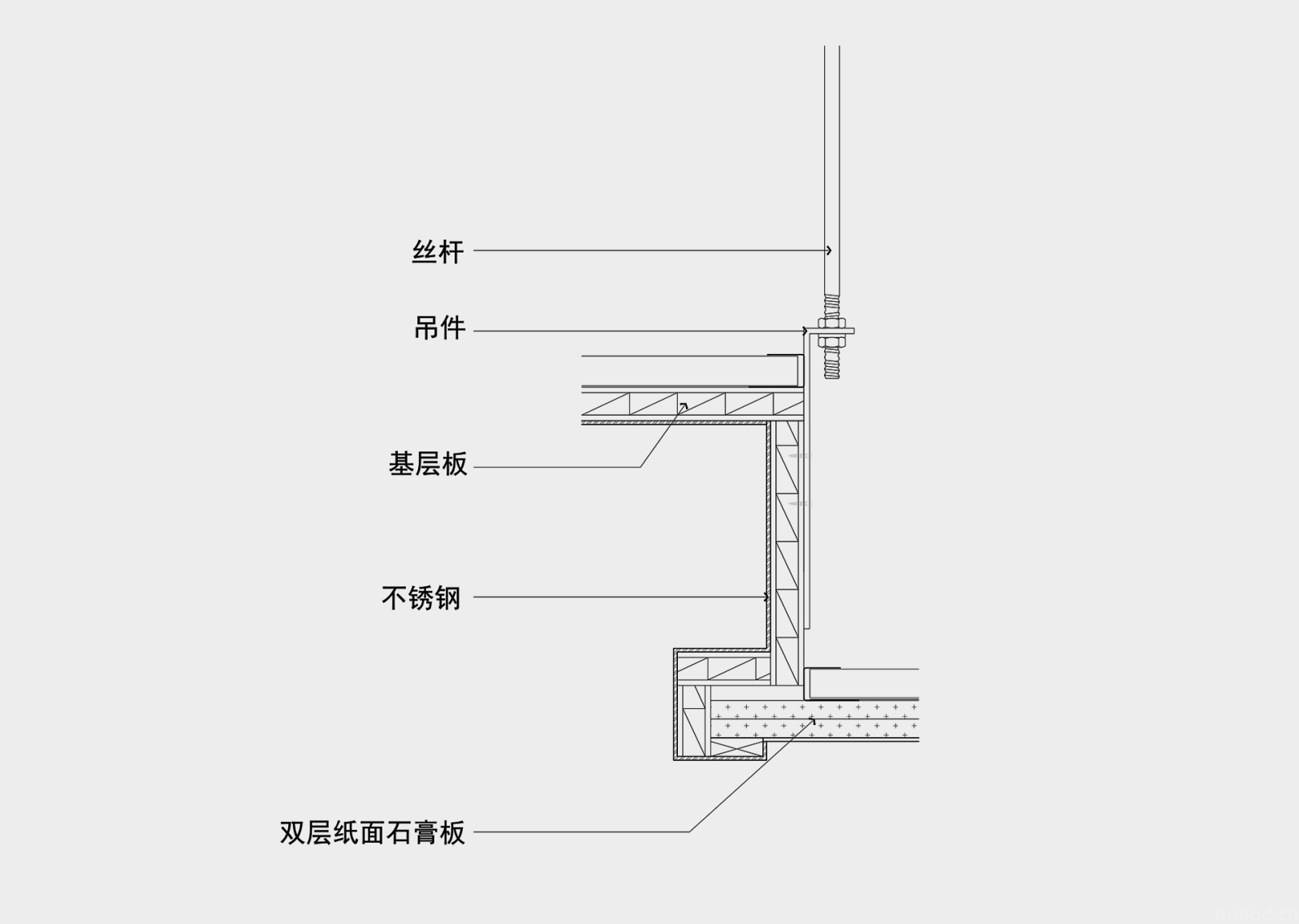 乳胶漆与不锈钢天花做法cad施工图下载【ID:235358846】