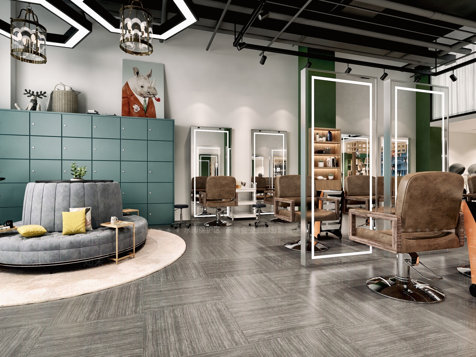 工业风理发店3D模型下载【ID:935362783】