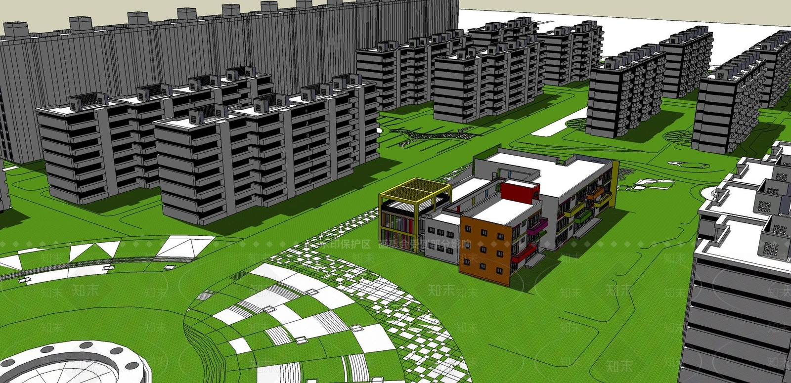 住宅区整体规划模型SU模型下载【ID:335366260】