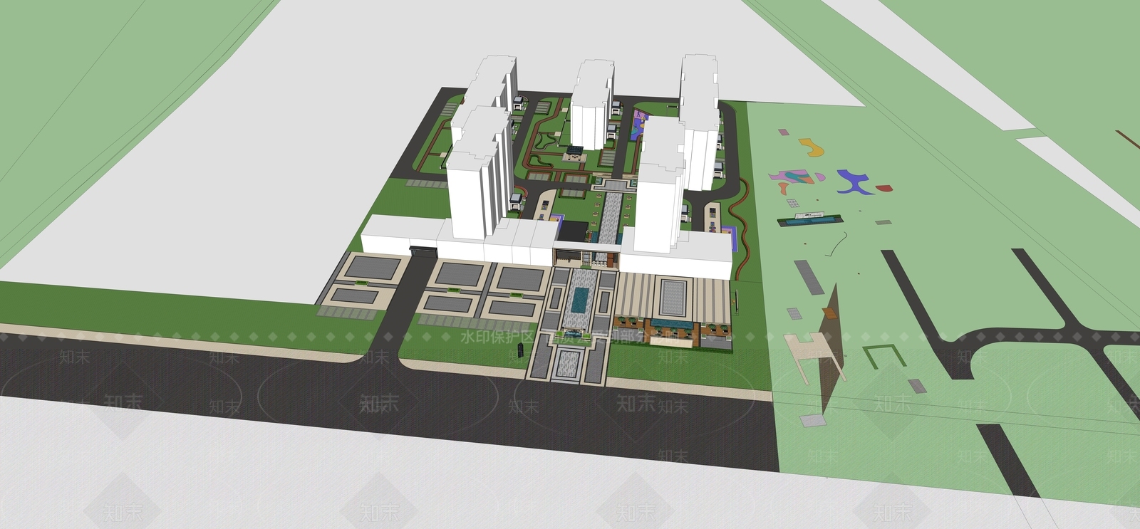 新欧式住宅小区方案设计SU模型下载【ID:235375706】