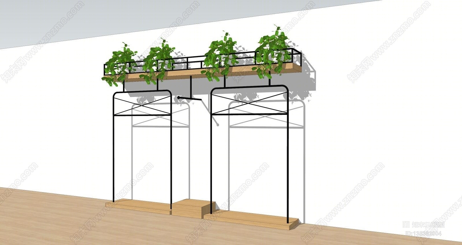 现代商场服装店挂货架黑色不锈钢木板货架SU模型下载【ID:135382004】