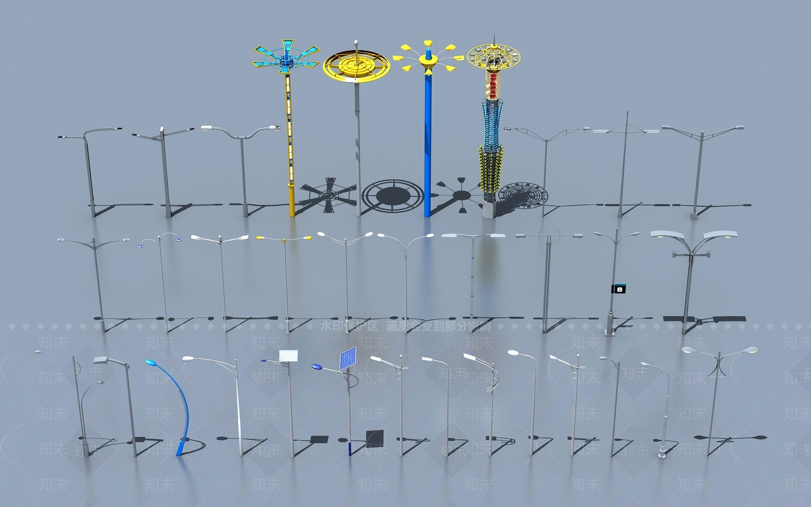 现代户外灯3D模型下载【ID:935396560】