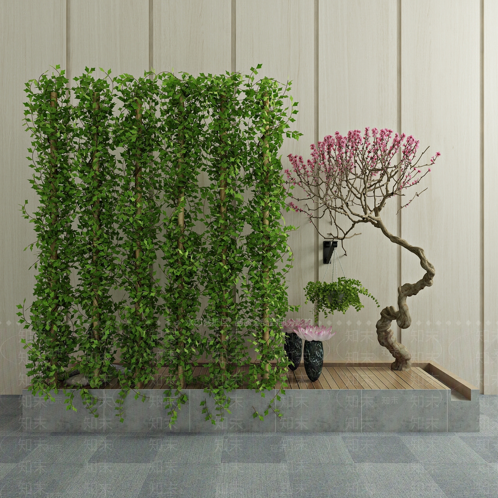 现代绿植3D模型下载【ID:435403206】