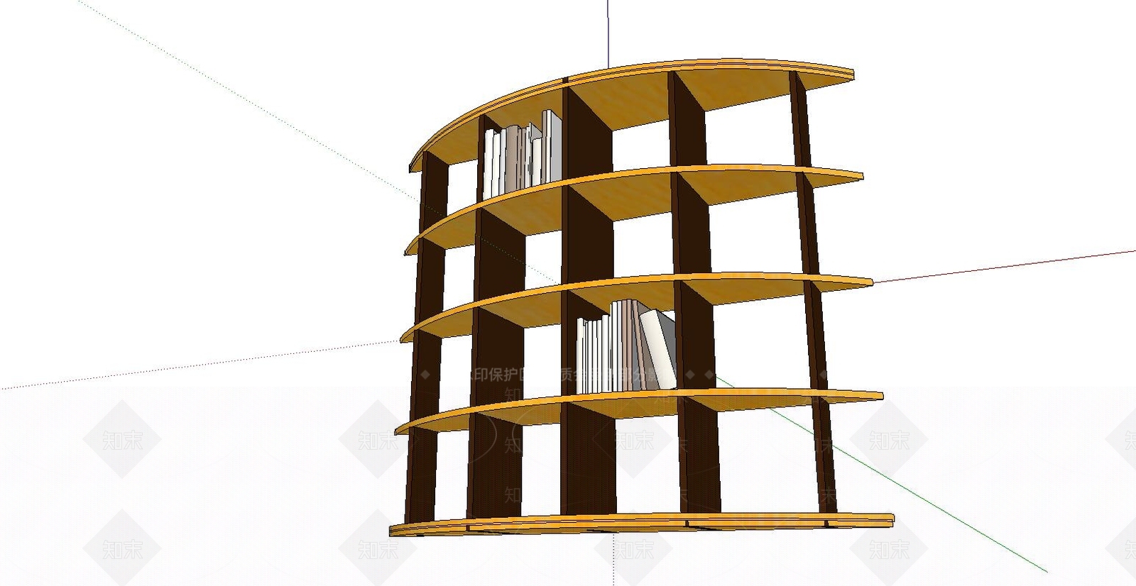 现代书架圆形书架SU模型下载【ID:735420048】