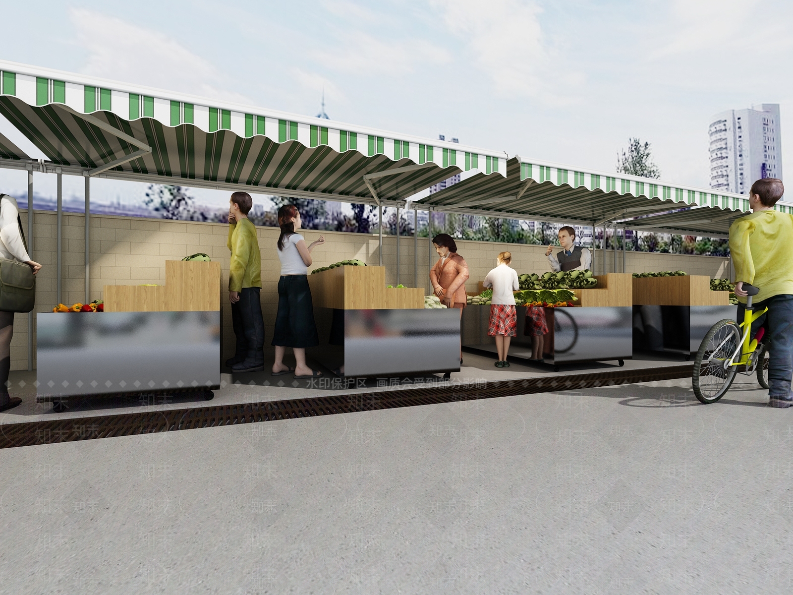 新中式现代简约菜场水果摊3D模型下载【ID:235422618】